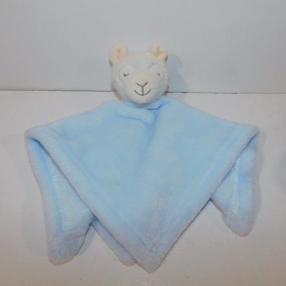 Bebe Love Blue White Llama / Alpaca Plush Baby Security Blanket 13" x 13" Lovey - Picture 6 of 6